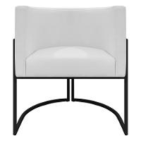 Kit 2 Poltronas Recepção Luna Base De Ferro Preta - Branco Corino - 5