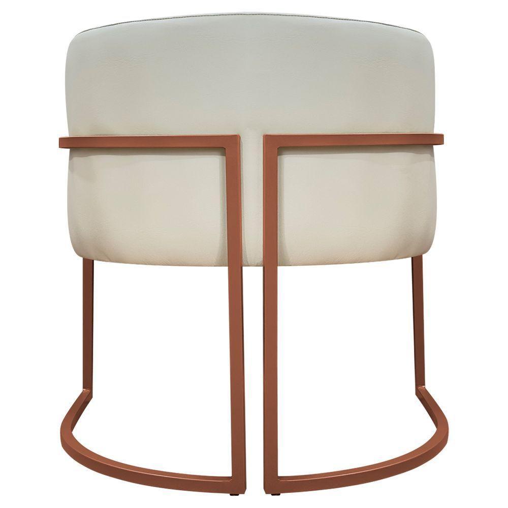 Kit 2 Poltronas Recepção Luna Base De Ferro Bronze - Bege Corino - 9