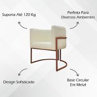 Kit 2 Poltronas Recepção Luna Base De Ferro Bronze - Bege Corino - 2
