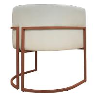 Kit 2 Poltronas Recepção Luna Base De Ferro Bronze - Bege Corino - 8