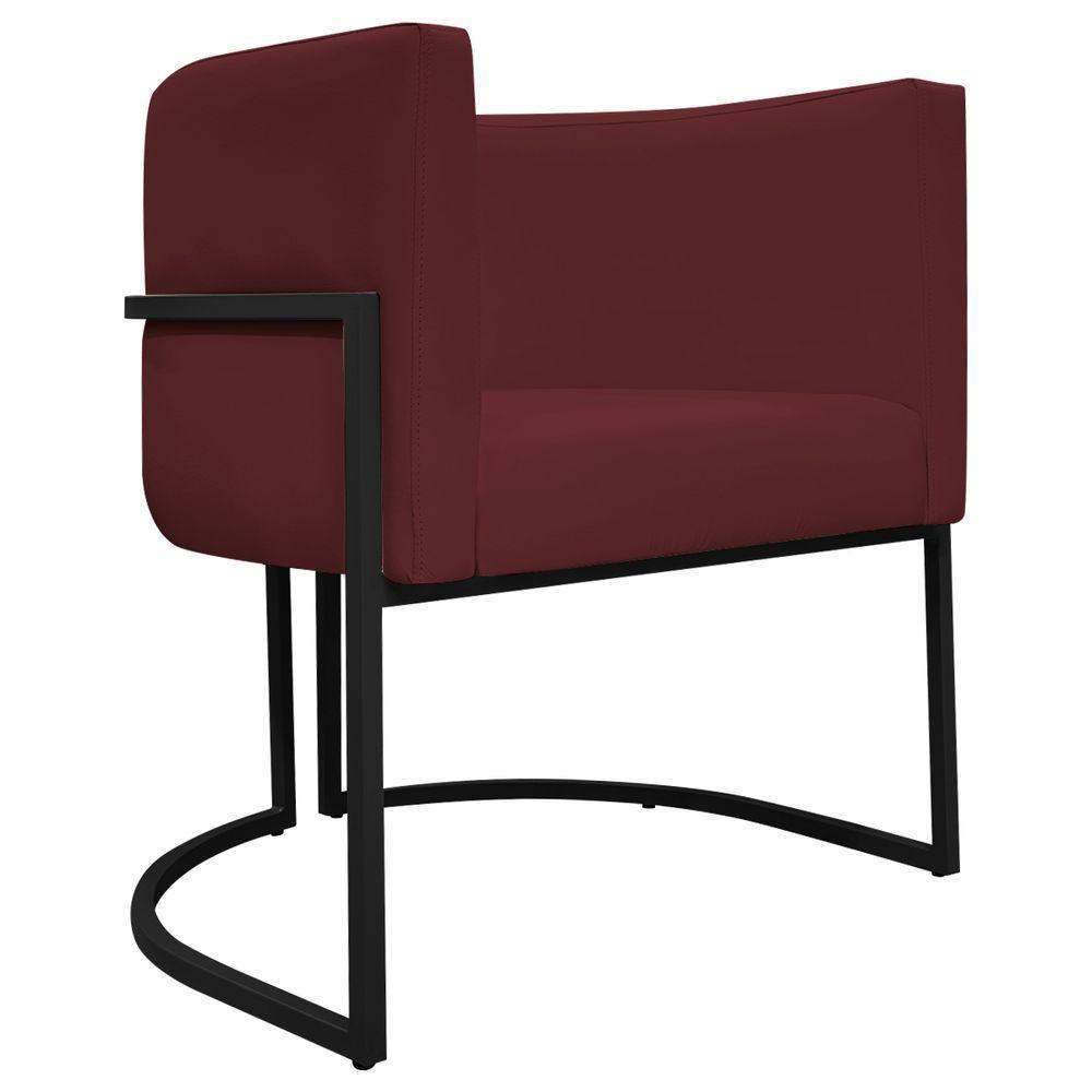 Kit 2 Poltronas Recepção Luna Base De Ferro Preta - Bordo Corino - 6