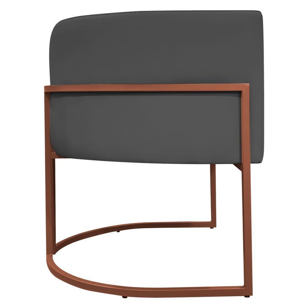 Kit 2 Poltronas Recepção Luna Base De Ferro Bronze - Cinza Corino - 7