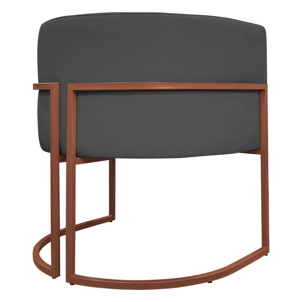 Kit 2 Poltronas Recepção Luna Base De Ferro Bronze - Cinza Corino - 8