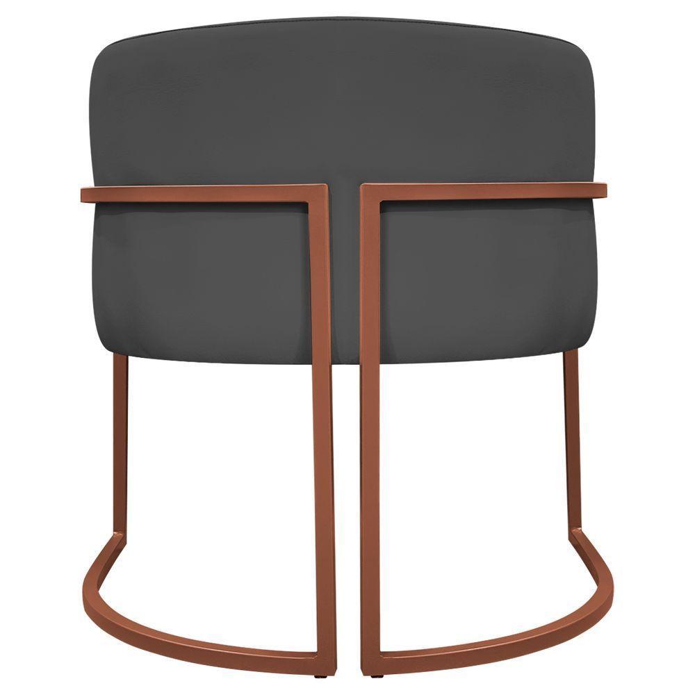 Kit 2 Poltronas Recepção Luna Base De Ferro Bronze - Cinza Corino - 9