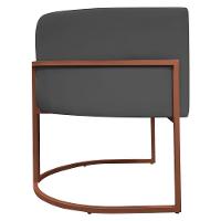 Kit 2 Poltronas Recepção Luna Base De Ferro Bronze - Cinza Corino - 7