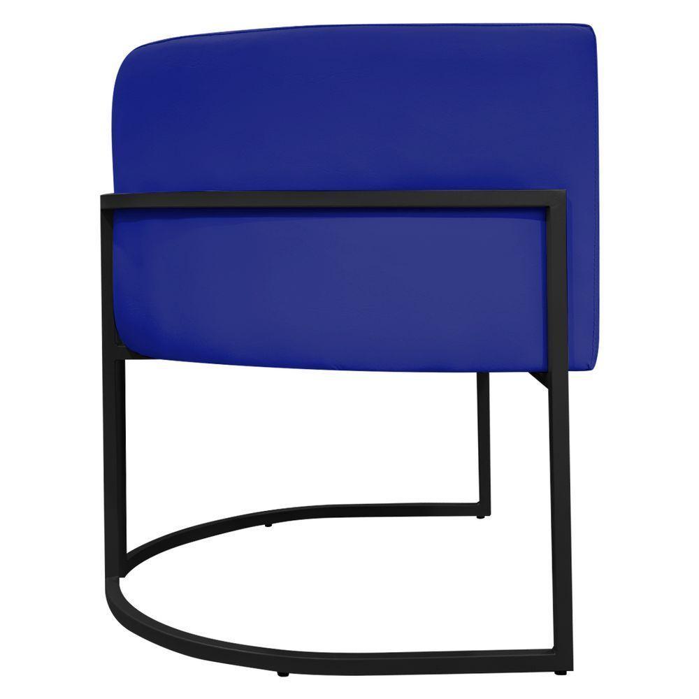 Kit 2 Poltronas Recepção Luna Base De Ferro Preta - Azul-royal Corino - 7