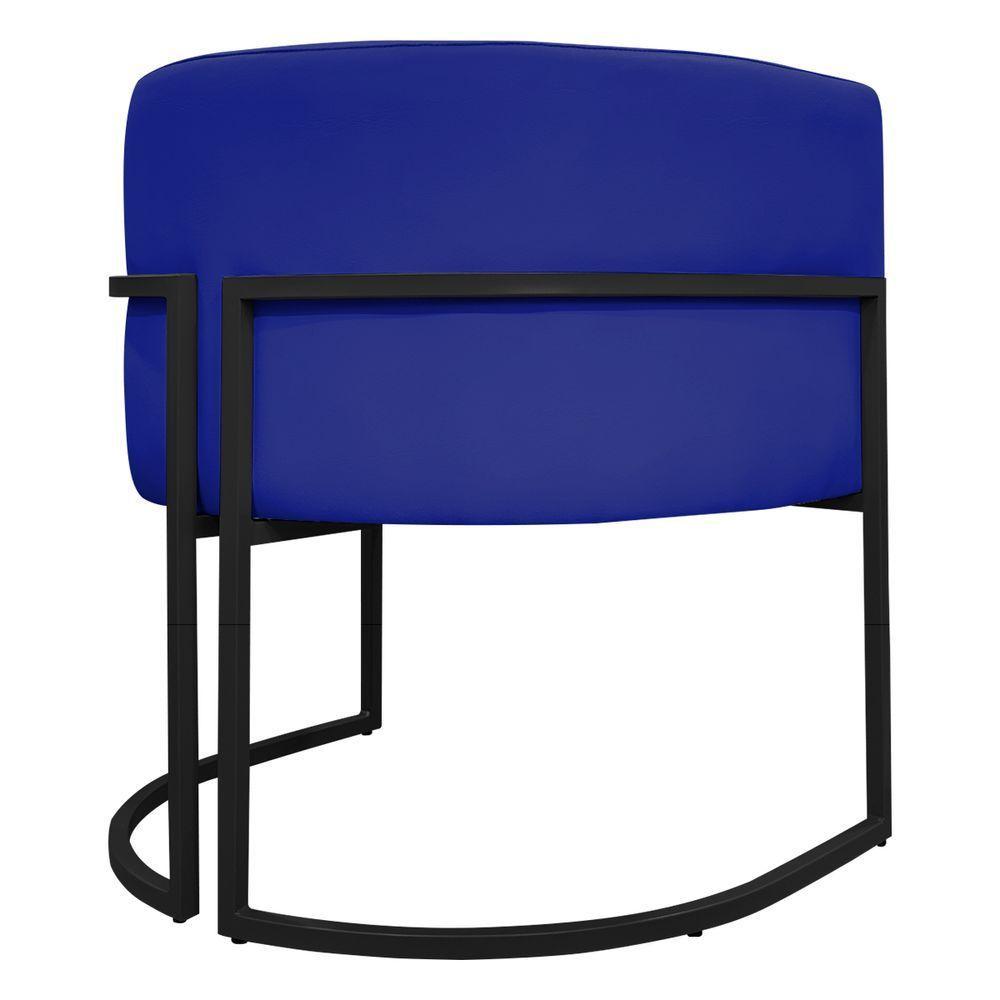 Kit 2 Poltronas Recepção Luna Base De Ferro Preta - Azul-royal Corino - 8