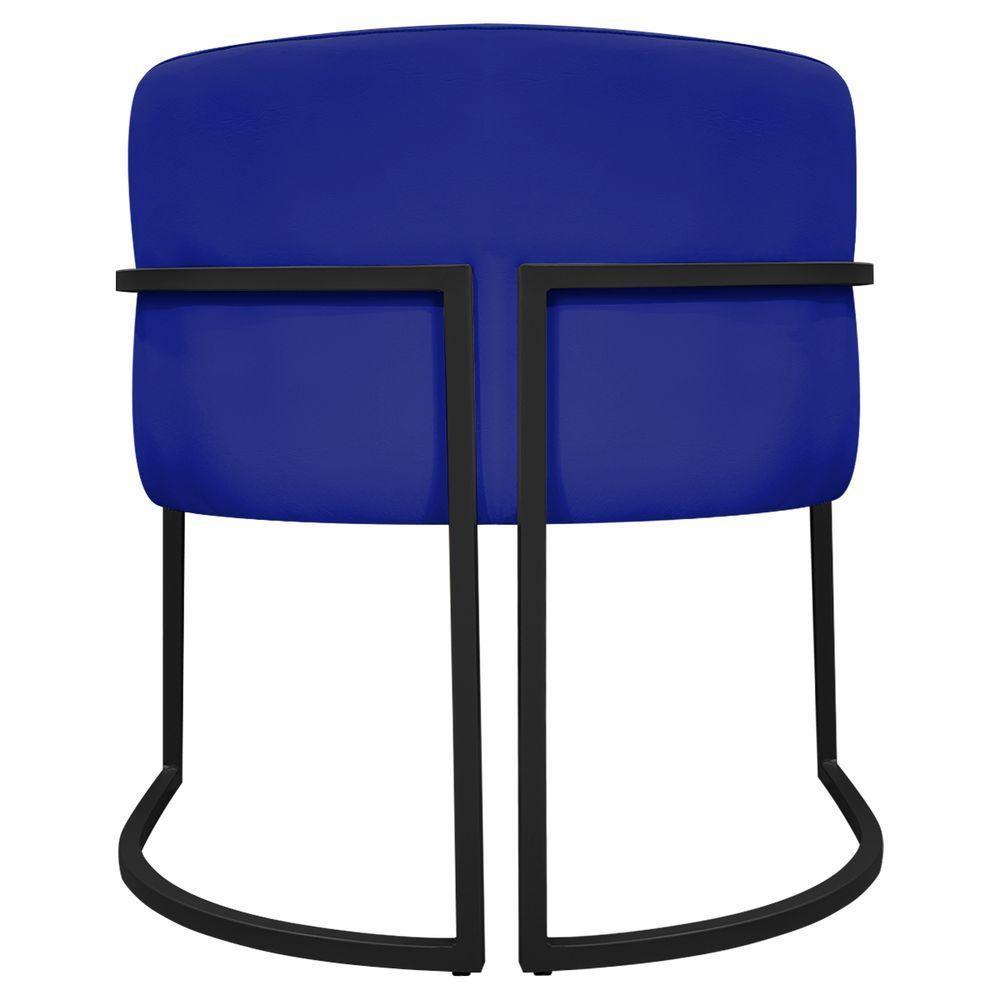 Kit 2 Poltronas Recepção Luna Base De Ferro Preta - Azul-royal Corino - 9