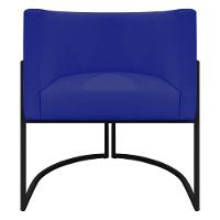 Kit 2 Poltronas Recepção Luna Base De Ferro Preta - Azul-royal Corino - 5