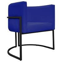 Kit 2 Poltronas Recepção Luna Base De Ferro Preta - Azul-royal Corino - 6