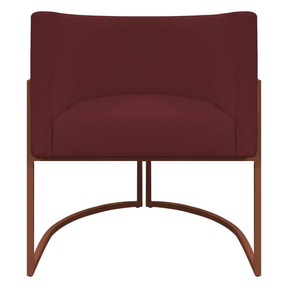 Kit 2 Poltronas Recepção Luna Base De Ferro Bronze - Bordo Corino - 5