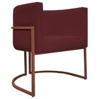 Kit 2 Poltronas Recepção Luna Base De Ferro Bronze - Bordo Corino - 6