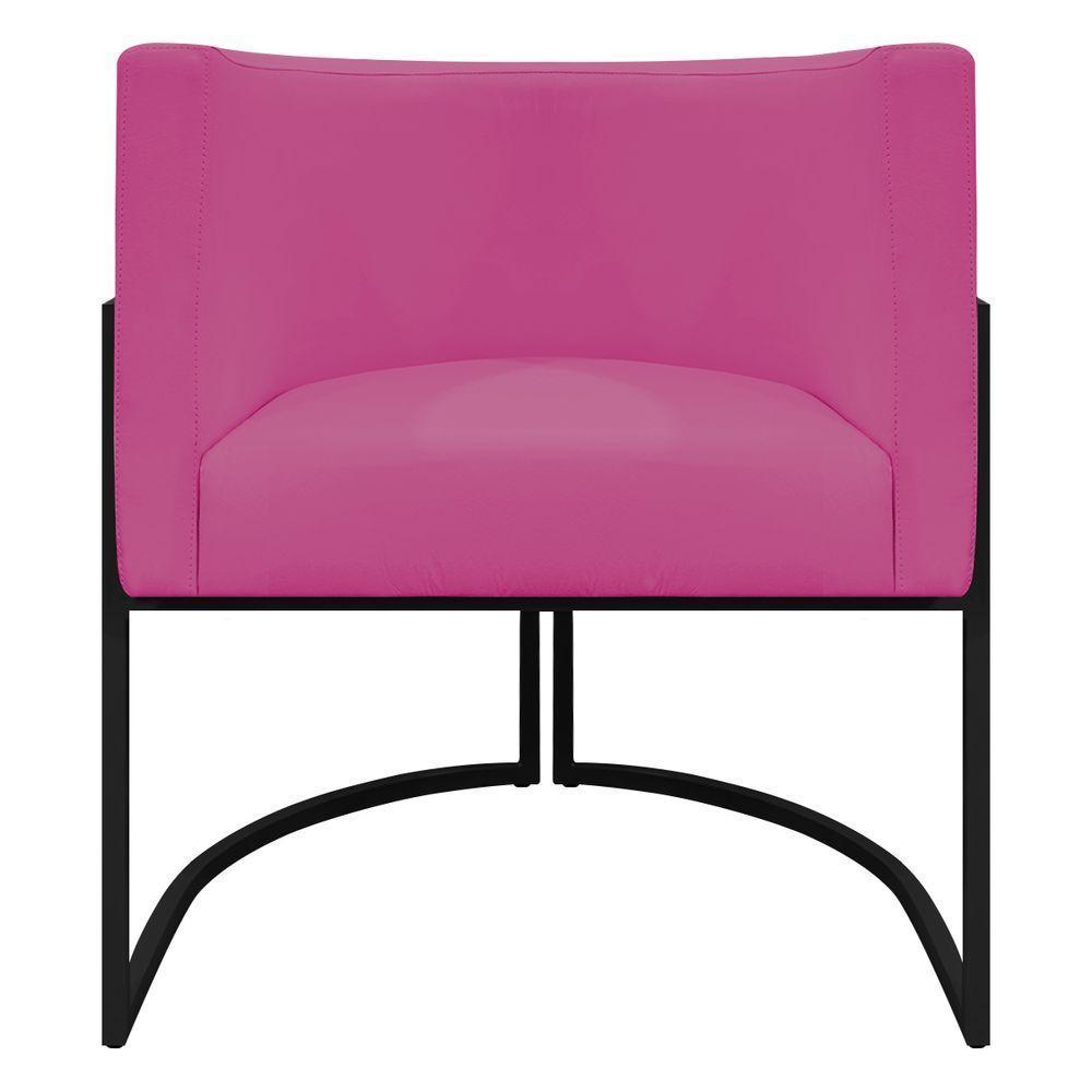 Kit 2 Poltronas Recepção Luna Base De Ferro Preta - Pink Corino - 5