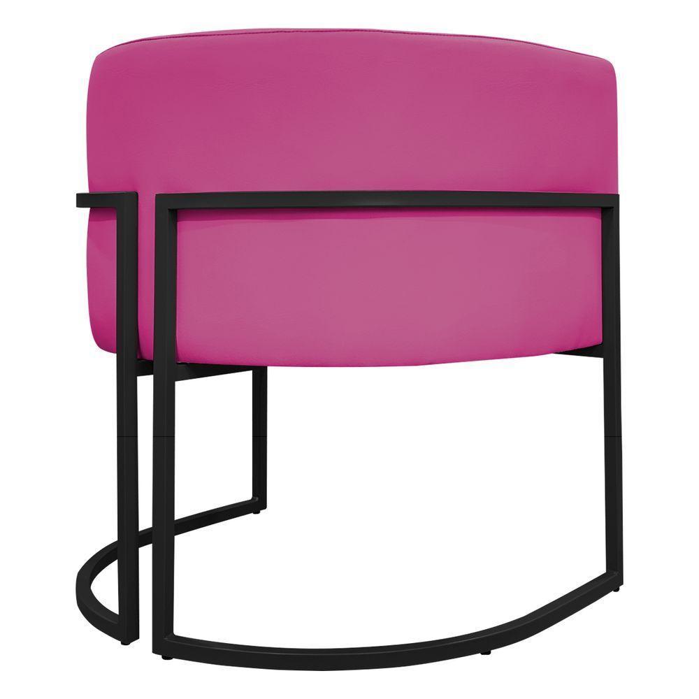 Kit 2 Poltronas Recepção Luna Base De Ferro Preta - Pink Corino - 8