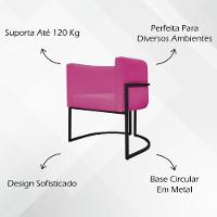 Kit 2 Poltronas Recepção Luna Base De Ferro Preta - Pink Corino - 2