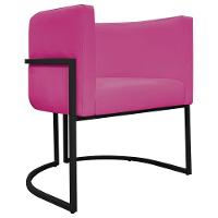 Kit 2 Poltronas Recepção Luna Base De Ferro Preta - Pink Corino - 6