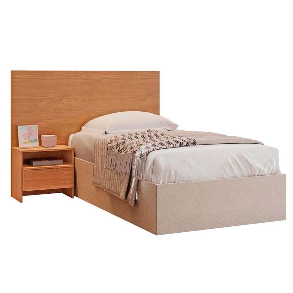 Painel Cama Box Madeirado Solteiro Prime C- 1 Mesa E 1 Gaveta Freijo Cumaru - Novo Horizonte - 1