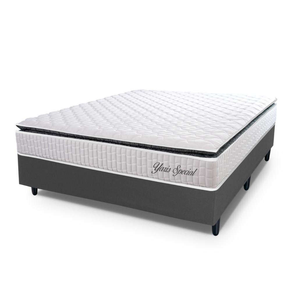 Conjunto Box Baú Casal Hellen Colchão Yaris Pillow Top Cinza - 1