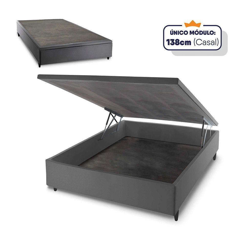 Conjunto Box Baú Casal Hellen Colchão Yaris Pillow Top Cinza - 2