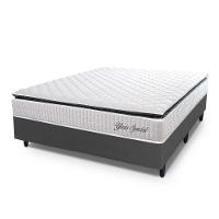 Conjunto Box Baú Casal Hellen Colchão Yaris Pillow Top Cinza - 1