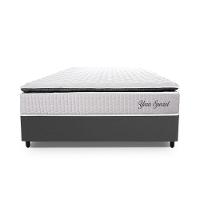 Conjunto Box Casal Hellen Colchão Com Molas Ensacadas Yaris Branco