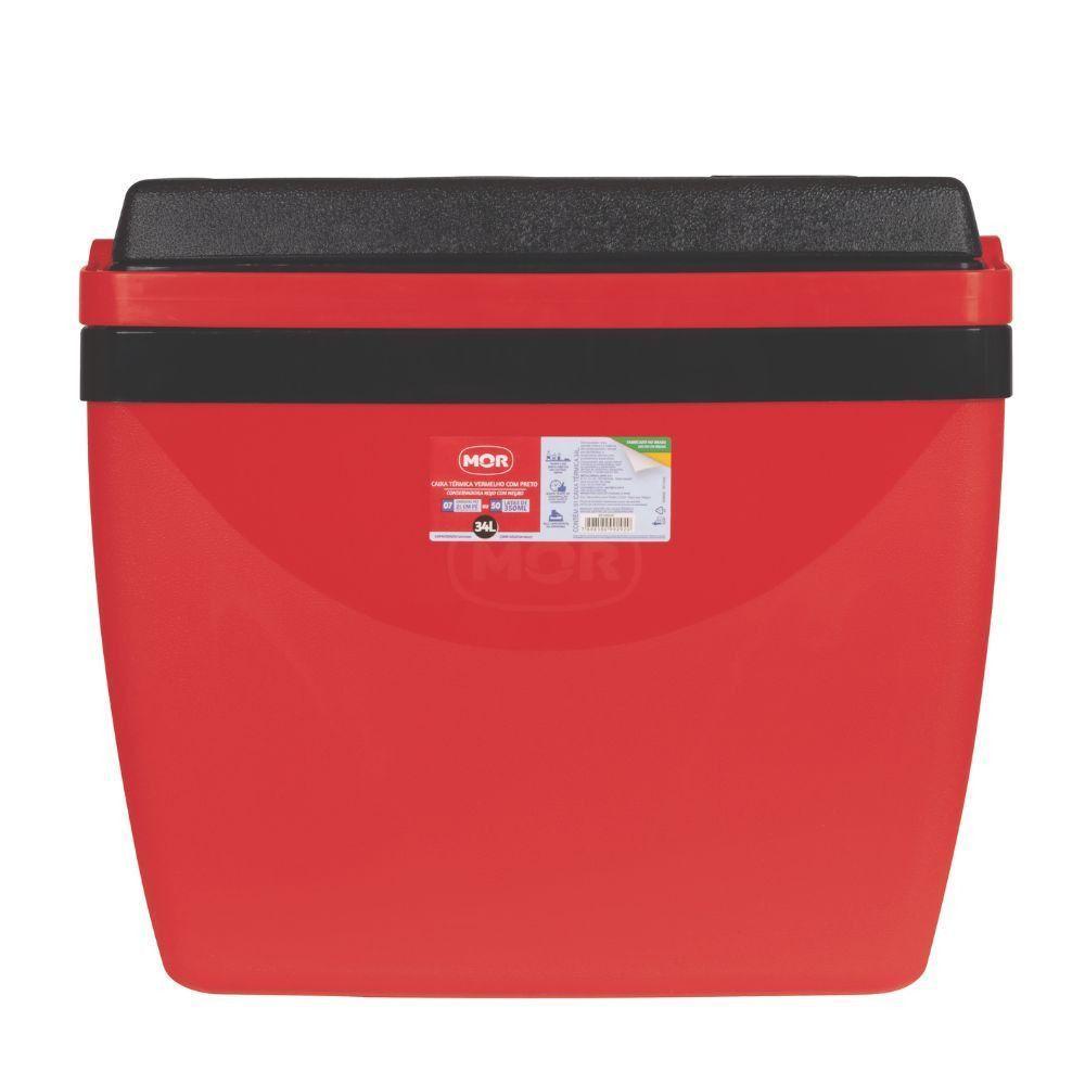 Caixa Térmica Mor 34 Litros Vermelho Com Preto - 4