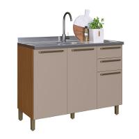 Balcão Indekes Imperial 2 Portas 3 Gavetas 1,20 S/ Tampo Freijo/camurça - 1