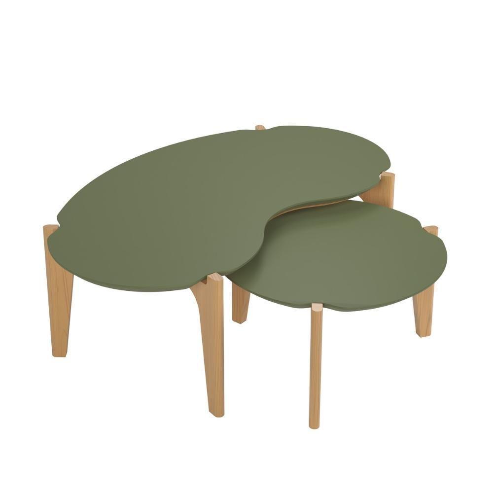 Conj. Mesas De Centro Verde Floresta Freijó - 2