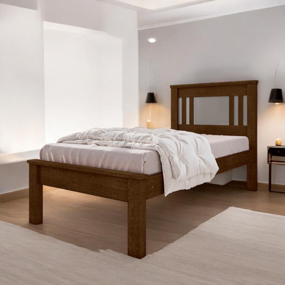 Cama Solteiro Violeta Malbec E Off White Com Colchão - 1