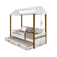Cama Casa Sara Branca Com Cama Auxiliar Com 2 Colchões E Led - 3