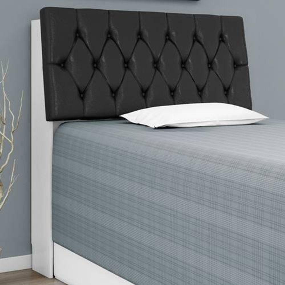 Cabeceira Isis Solteiro Branco Com Capitonê Preto - 2