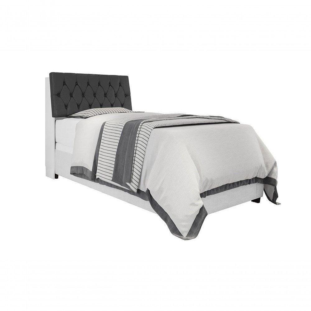 Cabeceira Isis Solteiro Branco Com Capitonê Preto - 4