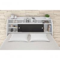 Cabeceira Elisa Casal Framar Box 1,38cm Branco Preto - 7