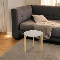 Mesa Lateral Florida 0,60 Off White Perolizado Freijó Lukaliam - 1