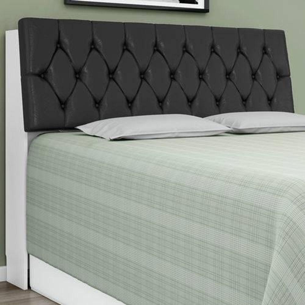 Cabeceira Box Queen 1,58 Isis Branco Com Capitonê Preto - 2