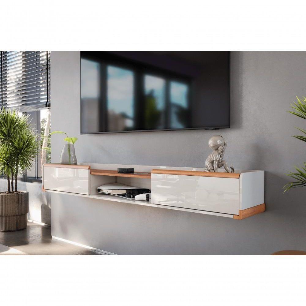 Bancada Suspensa Atlas 1.8 Off White Perolizado Jequitiba 2 Gavetas Lukaliam - 1