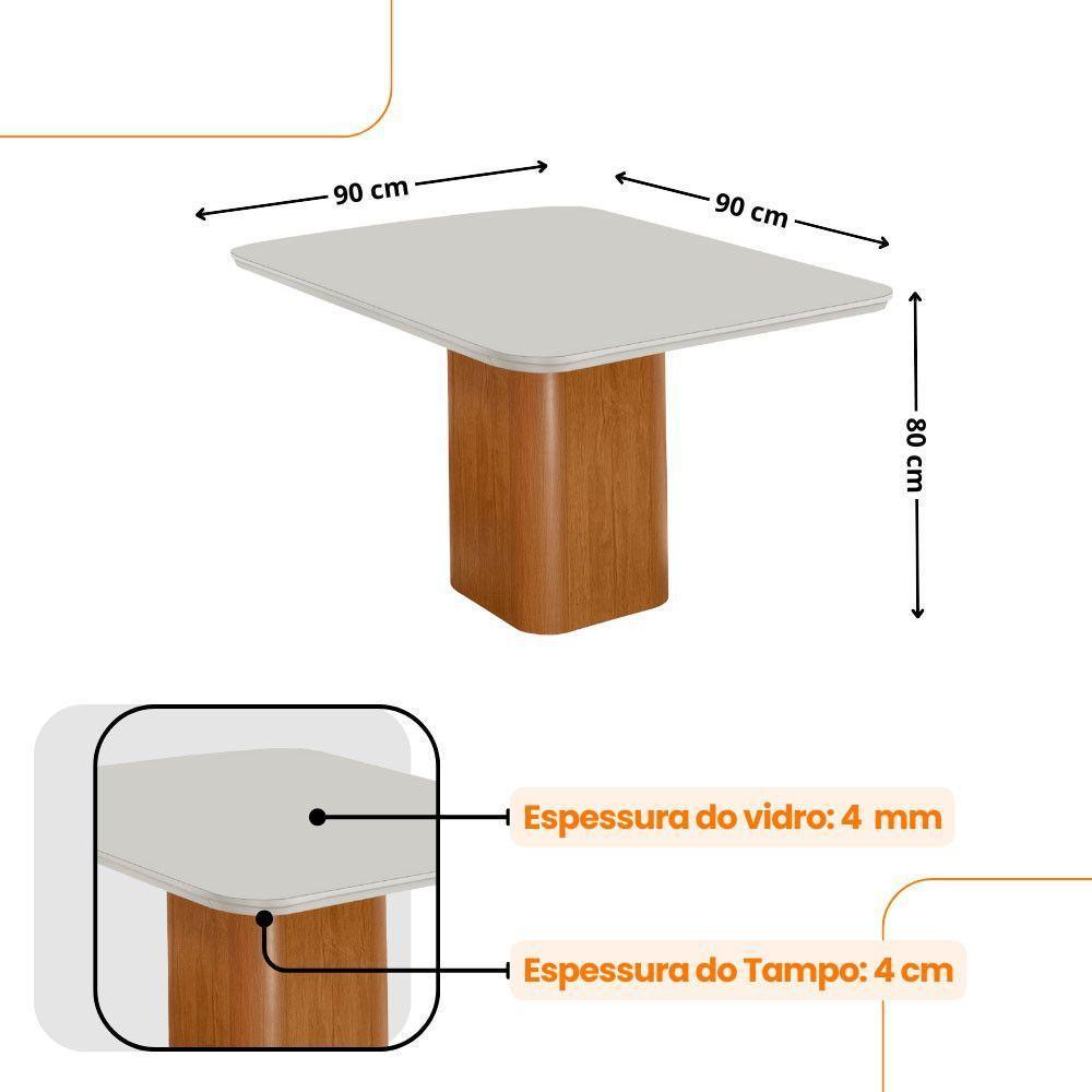 Mesa De Jantar Eloise Canto Copo 4 Cadeiras Isadora Moderna Veludo Capuccino/off White/naturale - 4
