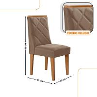 Mesa De Jantar Eloise Canto Copo 4 Cadeiras Isadora Moderna Veludo Capuccino/off White/naturale - 3