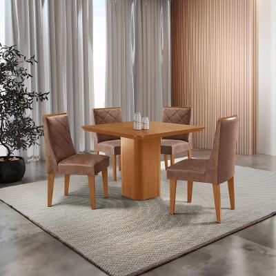 Mesa De Jantar Eloise Canto Copo 4 Cadeiras Isadora Moderna Tork/naturale