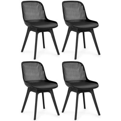 Kit 4 Cadeiras De Jantar Estofada Design Marcela - Preto