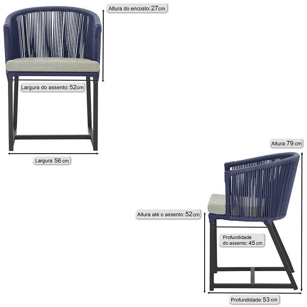8 Cadeiras De Jantar área Noronha Preta E3 Trama Original Azul - 2