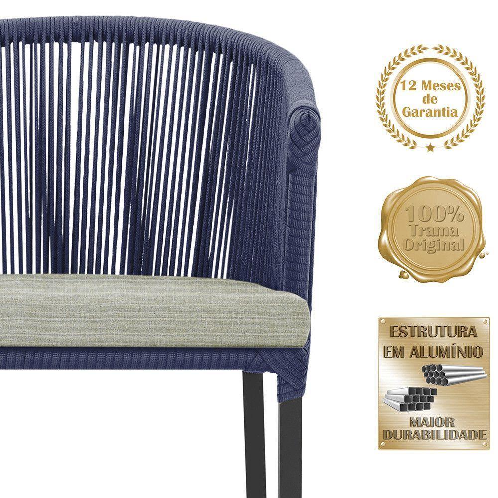 8 Cadeiras De Jantar área Noronha Preta E3 Trama Original Azul - 3