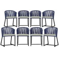 8 Cadeiras De Jantar área Noronha Preta E3 Trama Original Azul - 1