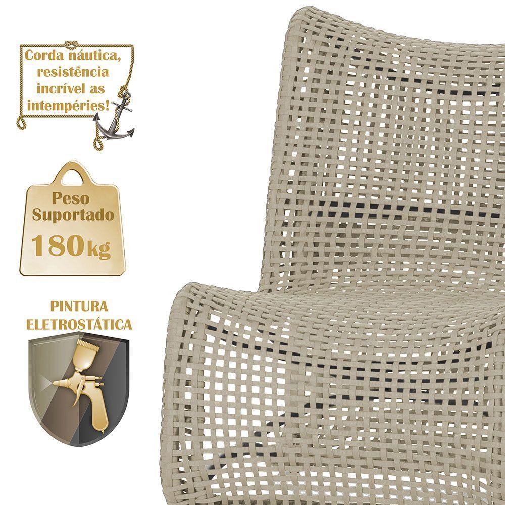 2 Poltronas E Mesa Texas Alumínio Preto Corda Náutica Trama Rami - 4