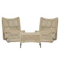 2 Poltronas E Mesa Texas Alumínio Preto Corda Náutica Trama Rami - 1