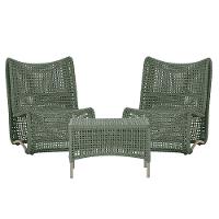 2 Poltronas E Mesa Texas Alumínio Fendi Corda Náutica Trama Verde - 1