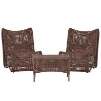 2 Poltronas E Mesa Texas Alumínio Marrom Corda Náutica Trama Marrom - 1