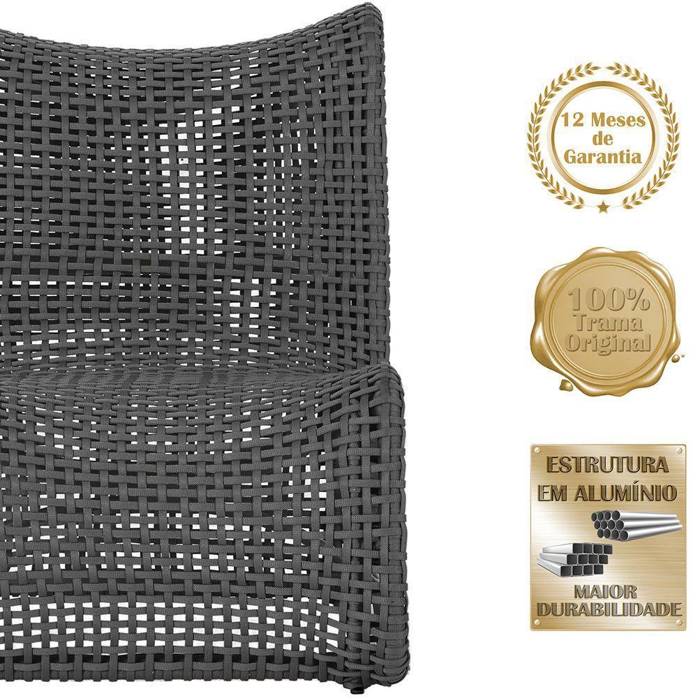 1 Poltrona E Mesa Texas Alumínio Preto Corda Náutica Trama Preto - 2