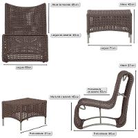 1 Poltrona E Mesa Texas Alumínio Fendi Corda Náutica Trama Marrom - 2