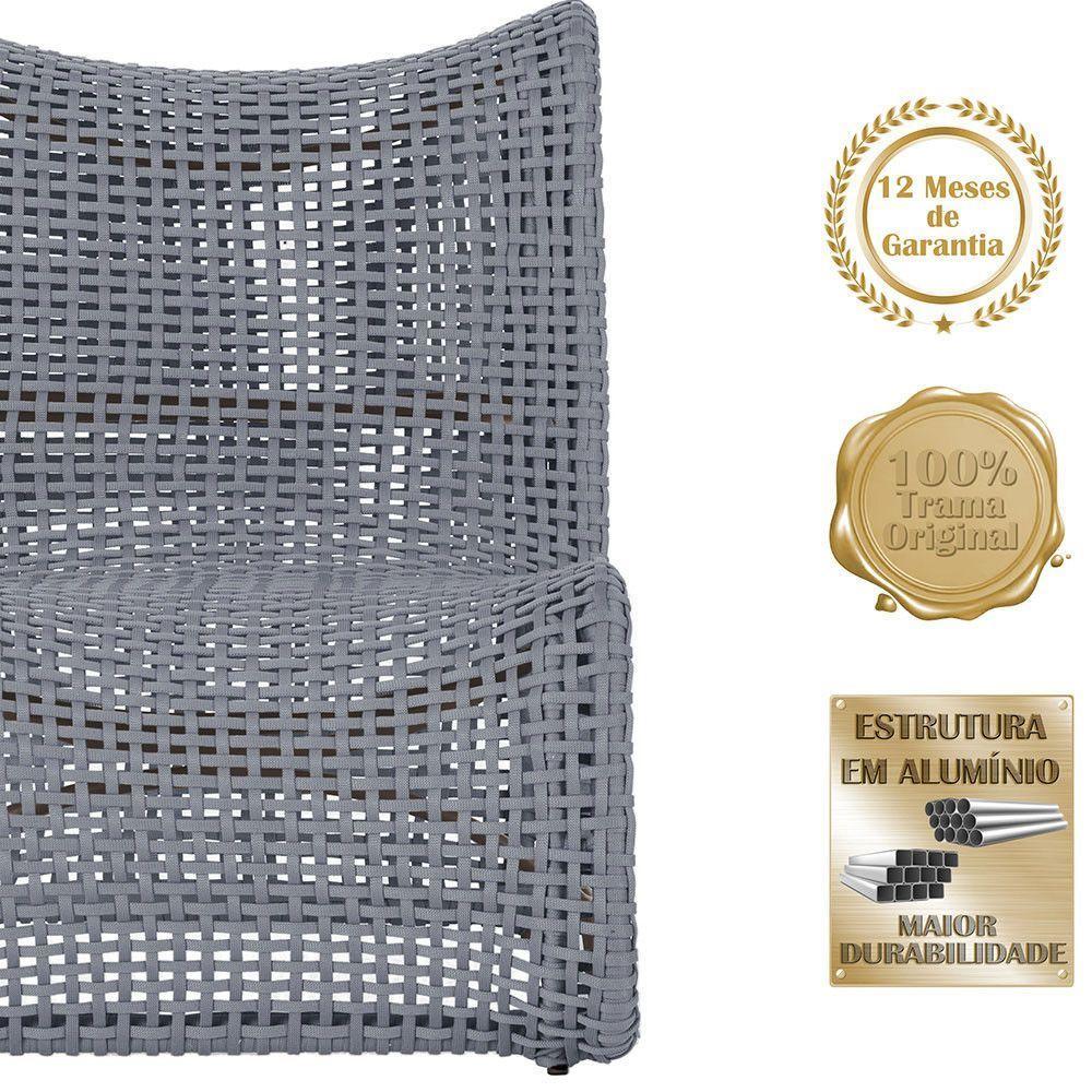 1 Poltrona E Mesa Texas Alumínio Marrom Corda Náutica Trama Prata - 3